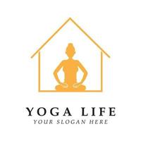 logotipo de ioga e vetor com modelo de slogan