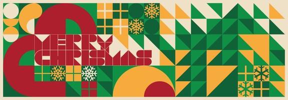 banner de natal geométrico estilo bauhaus vetor