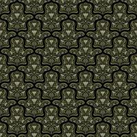 fundo preto sem costura art nouveau vector com arranjo floral verde