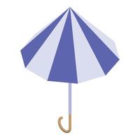 ícone de guarda-chuva branco azul listrado, estilo isométrico vetor