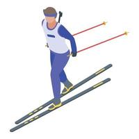 ícone do biatlo de esqui, estilo isométrico vetor