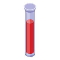 ícone de tubo de ensaio vermelho, estilo isométrico vetor