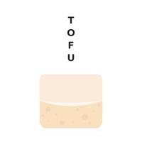 vetor de tofu branco. estilo cartoon de tofu isolado no fundo branco. nutrição vegetariana, comida saudável.