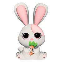 ilustração 3D de personagens animais de decoração de coelho branco vetor