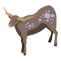 ícone de vaca selvagem, estilo isométrico vetor