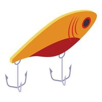 ícone de isca de peixe falso, estilo isométrico vetor