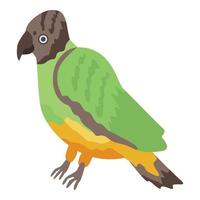 ícone de papagaio verde bonito, estilo isométrico vetor