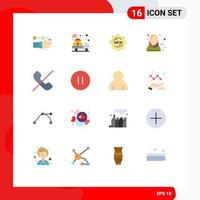 grupo de símbolos de ícone universal de 16 cores planas modernas de esgrima esportiva distintivo de avatar real pacote editável de elementos de design de vetores criativos