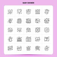 esboço 25 conjunto de ícones de chá de bebê vetor design de estilo de linha ícones pretos conjunto de pictograma linear pacote de ideias de negócios móveis e web design ilustração vetorial