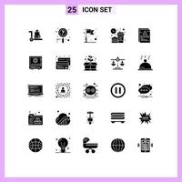 conjunto de 25 sinais de símbolos de ícones de interface do usuário modernos para bandeira de refeição escolar almoço café elementos de design de vetores editáveis