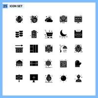 25 conceito de glifo sólido para sites móveis e aplicativos de classificação web nuvem internet globo elementos de design vetorial editáveis vetor