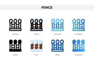 ícones de cerca em estilo diferente. conjunto de ícones de cerca. símbolo de férias. conjunto de ícones de estilo diferente. ilustração vetorial vetor