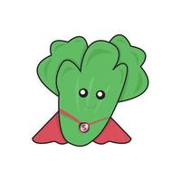 bonito super-herói dos desenhos animados vegetais repolho vector icon ilustração. conceito de ícone de natureza vegetal isolado vetor premium. vetor livre de estilo cartoon plana