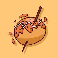 linda ilustração de takoyaki em design plano vetor