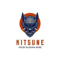 japão kitsune máscara de cabeça de lobo ilustração vetorial de logotipo de raposa vetor