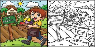 criança do dia da terra carregando ilustração de colheita vetor