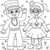 desenho de menino e menina bobo da corte do mardi gras para colorir vetor