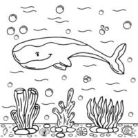 baleia para colorir ilustração colorida vetor