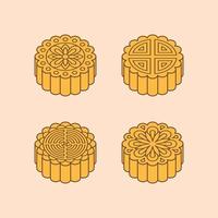 rabisco de desenho animado mooncake. deliciosa comida chinesa vetor