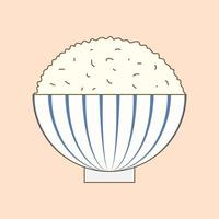 uma tigela de doodle de desenho animado de arroz branco vetor
