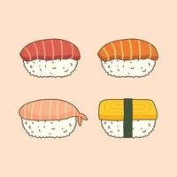 rabisco de desenho animado de sashimi. deliciosa comida japonesa. vetor