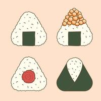 rabisco de desenho animado onigiri. deliciosa comida japonesa. vetor