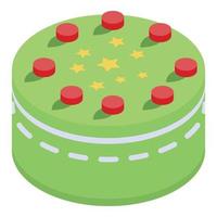 ícone de bolo de aniversário verde, estilo isométrico vetor