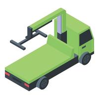 ícone de caminhão de reboque verde, estilo isométrico vetor
