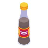vetor isométrico de ícone de garrafa de soja cheia. molho japonês