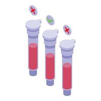 vetor isométrico do ícone do resultado do tubo de ensaio. exame médico de sangue