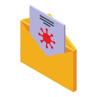 ícone de malware de e-mail, estilo isométrico vetor