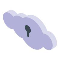 ícone de proteção de senha de nuvem de dados, estilo isométrico vetor