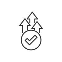 ícone de verificação de seta de crescimento em estilo simples. ilustração em vetor aprovação de receita em fundo branco isolado. aumentar o conceito de negócio ok.