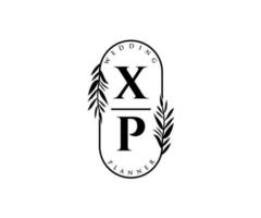 coleção de logotipos de monograma de casamento de letras iniciais xp, modelos modernos minimalistas e florais desenhados à mão para cartões de convite, salve a data, identidade elegante para restaurante, boutique, café em vetor