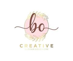 logo feminino bo inicial. utilizável para logotipos de natureza, salão, spa, cosméticos e beleza. elemento de modelo de design de logotipo de vetor plana.