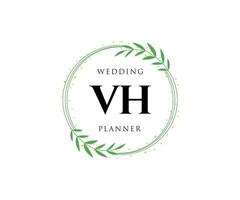 vh letras iniciais coleção de logotipos de monograma de casamento, modelos modernos minimalistas e florais desenhados à mão para cartões de convite, salve a data, identidade elegante para restaurante, boutique, café em vetor