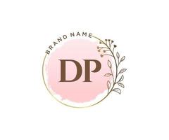 logotipo feminino dp inicial. utilizável para logotipos de natureza, salão, spa, cosméticos e beleza. elemento de modelo de design de logotipo de vetor plana.