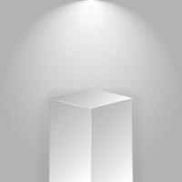holofote ilumina ícone de pedestal em estilo simples. museu estágios ilustração vetorial no fundo branco isolado. conceito de negócio de sinal de plataforma de galeria. vetor