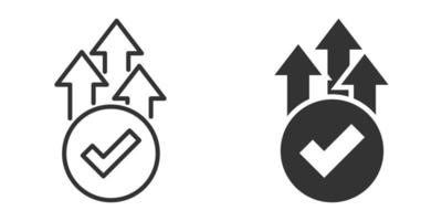 ícone de verificação de seta de crescimento em estilo simples. ilustração em vetor aprovação de receita em fundo branco isolado. aumentar o conceito de negócio ok.