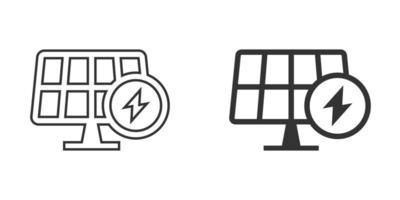 ícone do painel solar em estilo simples. ilustração em vetor energia ecologia em fundo branco isolado. conceito de negócio de sinal de eletricista.