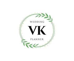 coleção de logotipos de monograma de casamento de carta inicial vk, modelos modernos minimalistas e florais desenhados à mão para cartões de convite, salve a data, identidade elegante para restaurante, boutique, café em vetor