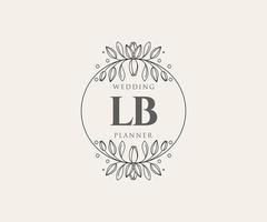 lb letras iniciais coleção de logotipos de monograma de casamento, modelos modernos minimalistas e florais desenhados à mão para cartões de convite, salve a data, identidade elegante para restaurante, boutique, café em vetor