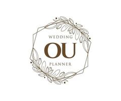 ou coleção de logotipos de monograma de casamento de letra inicial, modelos modernos minimalistas e florais desenhados à mão para cartões de convite, salve a data, identidade elegante para restaurante, boutique, café em vetor