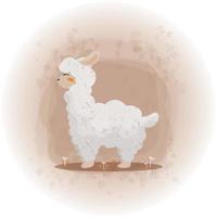 alpaca fofa em ilustração de estilo vetorial aquarela 05 vetor