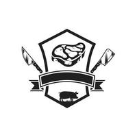 logotipo de porco açougueiro com conceito de faca vetor