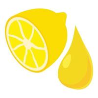 vetor isométrico de ícone de ingrediente alimentar. limão maduro fresco e óleo orgânico natural