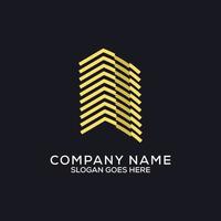 design de logotipo de apartamento dourado, logotipo de construção de monograma com cor dourada, pode ser usado como símbolos, identidade de marca, logotipo da empresa, ícones ou outros. vetor