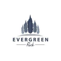 vetor de design de logotipo evergreen Timberland Park, ilustrações gráficas ao ar livre da floresta