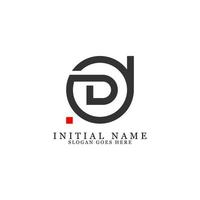 nome da letra do monograma sinal do logotipo dd, ilustração em vetor nome inicial duplo dd simples