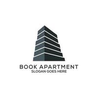 design de logotipo de apartamento de livro, vetor de construção de monograma, pode ser usado como símbolos, identidade de marca, logotipo da empresa, ícones ou outros.